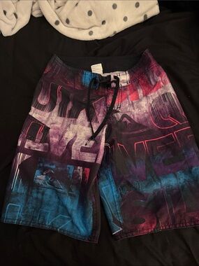 5/$25 Boys Purple & Blue Graphic Swim Trunks - Unknown Brand
